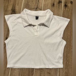 white collared top